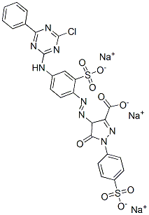 4-[[4-[(4-chloro-6-phenyl-1,3,5-triazin-2-yl)amino]-2-sulphophenyl]azo]-4,5-dihydro-5-oxo-1-(4-sulphophenyl)-1H-pyrazole-3-carboxylic acid, sodium salt CAS#: 85631-76-1