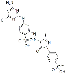 4-[(4-amino-6-chloro-1,3,5-triazin-2-yl)amino]-2-[[4,5-dihydro-3-methyl-5-oxo-1-(4-sulphophenyl)-1H-pyrazol-4-yl]azo]benzenesulphonic acid CAS#: 84100-04-9