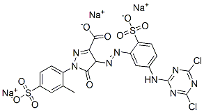 4-[[5-[(4,6-dichloro-1,3,5-triazin-2-yl)amino]-2-sulphophenyl]azo]-4,5-dihydro-1-(2-methyl-4-sulphophenyl)-5-oxo-1H-pyrazole-3-carboxylic acid, sodium salt CAS#: 85959-12-2