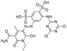 4-[[5-(aminocarbonyl)-1-ethyl-1,6-dihydro-2-hydroxy-4-methyl-6-oxo-3-pyridyl]azo]-6-[(4,6-dichloro-1,3,5-triazin-2-yl)amino]benzene-1,3-disulphonic acid CAS#: 85213-60-1