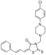 4-Thiazolidinone, 3-((4-(4-chlorophenyl)-1-piperazinyl)methyl)-5-(3-ph enyl-2-propenylidene)-2-thioxo- CAS#: 86650-21-7