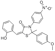 4-Thiazolidinone, 5-((2-hydroxyphenyl)methylene)-2-(4-methoxyphenyl)-2 -methyl-3-(4-nitrophenyl)- CAS#: 86128-76-9