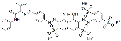 4-amino-3-[[4-[[(1-anilinocarbonyl)-2-oxopropyl]azo]phenyl]azo]-6-[(2,5-disulphophenyl)azo]-5-hydroxynaphthalene-2,7-disulphonic acid, potassium sodium salt CAS#: 83399-69-3
