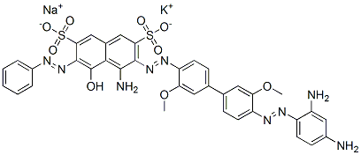 4-amino-3-[[4'-[(2,4-diaminophenyl)azo]-3,3'-dimethoxy[1,1'-biphenyl]-4-yl]azo]-5-hydroxy-6-(phenylazo)naphthalene-2,7-disulphonic acid, potassium sodium salt CAS#: 84100-78-7