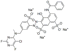 4-(benzoylamino)-6-[[5-[[(5-chloro-2,6-difluoro-4-pyrimidinyl)methylamino]methyl]-2-sulphophenyl]azo]-5-hydroxynaphthalene-1,7-disulphonic acid, sodium salt CAS#: 83399-75-1
