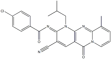 4-chloro-N-(3-cyano-1-isobutyl-10-methyl-5-oxo-1,5-dihydro-2H-dipyrido[1,2-a:2,3-d]pyrimidin-2-ylidene)benzamide CAS#: 840514-76-3