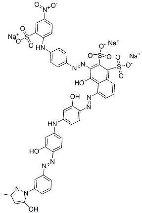 4-hydroxy-5-[[2-hydroxy-4-[3-hydroxy-4-[[3-(5-hydroxy-3-methyl-1H-pyrazol-1-yl)phenyl]azo]anilino]phenyl]azo]-3-[[4-(4-nitro-2-sulphoanilino)phenyl]azo]naphthalenedisulphonic acid, sodium salt CAS#: 85631-70-5