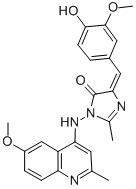 4H-Imidazol-4-one, 3,5-dihydro-5-((4-hydroxy-3-methoxyphenyl)methylene )-3-((6-methoxy-2-2-methyl-4-quinolinyl)amino)-2-methyl- CAS#: 85986-82-9