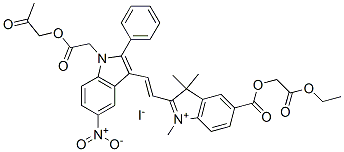 5-[(2-ethoxy-2-oxoethoxy)carbonyl]-1,3,3-trimethyl-2-[2-[5-nitro-1-[2-oxo-2-(2-oxopropoxy)ethyl]-2-phenyl-1H-indol-3-yl]vinyl]-3H-indolium iodide CAS#: 85029-83-0