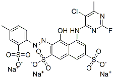 5-[(5-chloro-2-fluoro-6-methyl-4-pyrimidinyl)amino]-4-hydroxy-3-[(4-methyl-2-sulphophenyl)azo]naphthalene-2,7-disulphonic acid, sodium salt CAS#: 83400-18-4