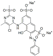 5-[[5-chloro-6-methyl-2-(methylsulphonyl)-4-pyrimidinyl]amino]-4-hydroxy-3-(phenylazo)naphthalene-2,7-disulphonic acid, sodium salt CAS#: 83400-15-1