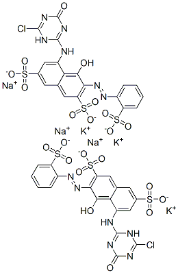 5-[(6-chloro-1,4-dihydro-4-oxo-1,3,5-triazin-2-yl)amino]-4-hydroxy-3-[(2-sulphophenyl)azo]naphthalene-2,7-disulphonic acid, potassium sodium salt CAS#: 85136-21-6