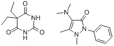 5,5-diethyl-1,3-diazinane-2,4,6-trione: 4-dimethylamino-1,5-dimethyl-2 -phenyl-pyrazol-3-one CAS#: 8015-18-7