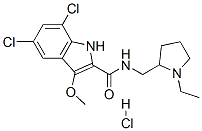 5,7-dichloro-N-[(1-ethyl-2-pyrrolidinyl)methyl]-3-methoxy-1H-indole-2-carboxamide monohydrochloride CAS#: 83817-40-7