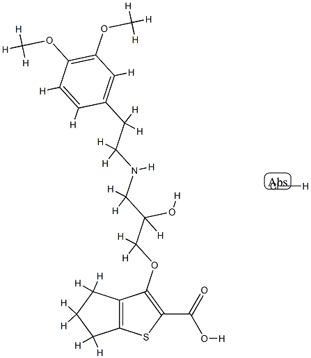 6-[3-[2-(3,4-dimethoxyphenyl)ethylamino]-2-hydroxy-propoxy]-8-thiabicy clo[3.3.0]octa-6,9-diene-7-carboxylic acid hydrochloride CAS#: 85462-88-0