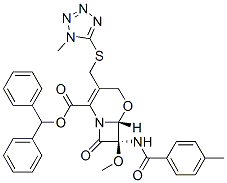 (6R,7R)-7-Methoxy-3-[(1-methyl-1H-tetrazol-5-ylthio)methyl]-8-oxo-7-(p-toluoylamino)-5-oxa-1-azabicyclo[4.2.0]oct-2-ene-2-carboxylic acid diphenylmethyl ester CAS#: 81537-67-9