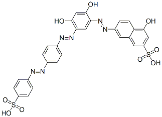 7-[[2,4-dihydroxy-5-[[4-[(4-sulphophenyl)azo]phenyl]azo]phenyl]azo]-4-hydroxynaphthalene-2-sulphonic acid CAS#: 85959-25-7