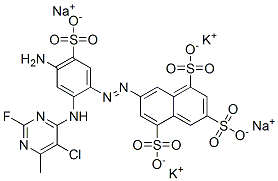 7-[[4-amino-2-[(5-chloro-2-fluoro-6-methyl-4-pyrimidinyl)amino]-5-sulphophenyl]azo]naphthalene-1,3,5-trisulphonic acid, potassium sodium salt CAS#: 83763-56-8
