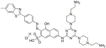 7-[[4,6-bis[4-(2-aminoethyl)-1-piperazinyl]-1,3,5-triazin-2-yl]amino]-4-hydroxy-3-[[4-(6-methylbenzothiazol-2-yl)phenyl]azo]naphthalene-2-sulphonic acid hydrochloride CAS#: 85305-17-5