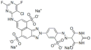 7-[(5-chloro-2,6-difluoro-4-pyrimidinyl)amino]-2-[4-[(hexahydro-2,4,6-trioxo-5-pyrimidinyl)azo]-3-sulphophenyl]-2H-naphtho[1,2-d]triazole-5,9-disulphonic acid, sodium salt CAS#: 83399-89-7