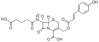 (7S)-7-[(4-Carboxy-1-oxobutyl)amino]-7-methoxy-3-[[[(E)-3-(4-hydroxyphenyl)-1-oxo-2-propenyl]oxy]methyl]cepham-3-ene-4-carboxylic acid CAS#: 80458-10-2