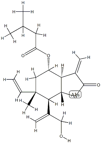 3-Methylbutanoic acid (3aR,7aα)-octahydro-6β-vinyl-7α-[1-(hydroxymethyl)vinyl]-6-methyl-3-methylene-2-oxobenzofuran-4β-yl ester CAS#: 80442-34-8