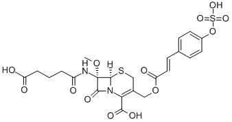 (6R,7S)-7α-[(4-Carboxy-1-oxobutyl)amino]-7-methoxy-8-oxo-3-[[[(E)-1-oxo-3-[4-(sulfooxy)phenyl]-2-propenyl]oxy]methyl]-5-thia-1-azabicyclo[4.2.0]oct-2-ene-2-carboxylic acid CAS#: 80458-11-3
