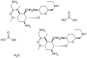 4-Amino-1-[(aminoacetyl)methylamino]-3-O-[2-amino-2,3,4,6-tetradeoxy-6-(ethylamino)-α-D-erythro-hexopyranosyl]-1,4,5-trideoxy-6-O-methyl-L-chiro-inositol CAS#: 83728-93-2