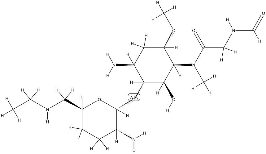 4-Amino-3-O-[2-amino-2,3,4,6-tetradeoxy-6-(ethylamino)-α-D-erythro-hexopyranosyl]-1,4,5-trideoxy-1-[[(formylamino)acetyl]methylamino]-6-O-methyl-L-chiro-inositol CAS#: 83728-95-4