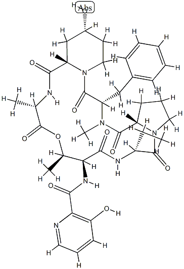 N-[(3-Hydroxy-2-pyridinyl)carbonyl]cyclo[L-Thr*-D-Abu-L-Pro-N-methyl-L-Phe-4α-hydroxy-L-pipecoloyl-L-Ala-] CAS#: 85640-90-0
