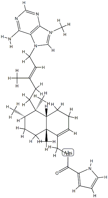 6-Amino-9-methyl-7-[(2E)-5-[(1R)-1,2,3,4,4a,7,8,8aα-octahydro-5-[[(1H-pyrrol-2-yl)carbonyloxy]methyl]-1,2β,4aα-trimethylnaphthalen-1α-yl]-3-methyl-2-pentenyl]-7H-purin-9-ium CAS#: 88874-28-6