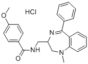 Benzamide, 4-methoxy-N-((1-methyl-5-phenyl-2,3-dihydro-1,4-benzodiazep in-2-yl)methyl)-, monohydrochloride CAS#: 83736-55-4