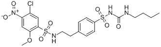 Benzenesulfonamide, N-(2-(4-((((butylamino)carbonyl)amino)sulfonyl)phe nyl)ethyl)-5-chloro-2-methoxy-4-nitro- CAS#: 81514-35-4