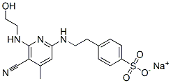 Benzenesulfonic acid, 4-[2-[[5-cyano-6-[(2-hydroxyethyl)amino]-4-methyl-2-pyridinyl]amino]ethyl]-, monosodium salt CAS#: 84266-39-7