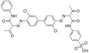 Benzenesulfonic acid,4-[[2-[[3,3'-dichloro-4'-[[2-oxo-1-[(phenylamino)carbonyl]propyl]azo][1,1'-biphenyl]-4-yl]azo]-1,3-dioxobutyl]amino]- CAS#: 87553-59-1