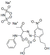 Cobaltate(3-), bis[2-hydroxy-5-nitro-3-[[2-oxo-1-[(phenylamino)carbonyl]propyl]azo]benzenesulfonato(3-)]-, diethanolamine sodium salts CAS#: 85049-73-6