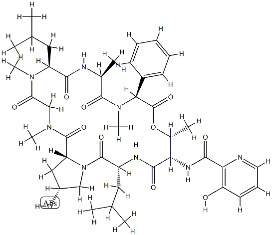 Cyclo[D-Leu-D-c4Hyp-N-methyl-Gly-N-methyl-L-Leu-L-Ala-N-methyl-L-phenyl Gly-N-[(3-hydroxy-2-pyridyl)carbonyl]-L-Thr*-] CAS#: 85640-89-7