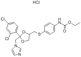 (+/-)-ETHYL-CIS-[4-[[2-(2,4-DICHLOROPHENYL)-2-(1H-IMIDAZOL-1-YLMETHYL)-1,3-DIOXOLAN-4-YL]-METHYLTHIO]PHENYL]-CARBAMATE HYDROCHLORIDE CAS#: 84697-22-3