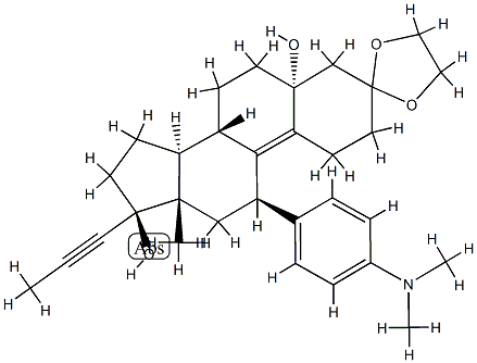 Estr-9-en-3-one, 11-[4-(dimethylamino)phenyl]-5,17-dihydroxy-17-(1-propynyl)-, cyclic 1,2-ethanediyl acetal, (5a,11b,17b)- CAS#: 84371-64-2
