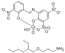 Hydrogen hydroxy[2-hydroxy-3-[(2-hydroxy-3-nitrobenzylidene)amino]-5-nitrobenzenesulfonato(3-)]chromate(1-) 3-((2-ethylhexyl)oxy)-1-propanamine CAS#: 85455-32-9