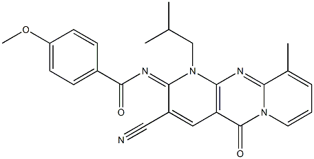 N-(3-cyano-1-isobutyl-10-methyl-5-oxo-1,5-dihydro-2H-dipyrido[1,2-a:2,3-d]pyrimidin-2-ylidene)-4-methoxybenzamide CAS#: 840517-62-6
