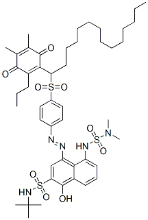 N-(tert-butyl)-5-[[(dimethylamino)sulphonyl]amino]-4-[[4-[[1-(4,5-dimethyl-3,6-dioxo-2-propylcyclohexa-1,4-dien-1-yl)tetradecyl]sulphonyl]phenyl]azo]-1-hydroxynaphthalene-2-sulphonamide CAS#: 84360-90-7