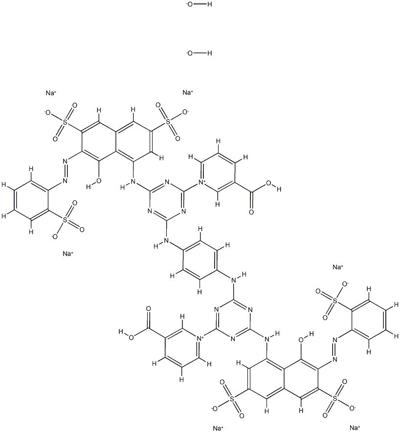 Pyridinium, 1,1'-[1,4-phenylenebis [imino[6-[[8-hydroxy-3,6-disulfo-7-[(2-sulfophenyl)azo]-1-naphthalenyl]amino]-1,3,5-triazine-4,2-diyl]]]bis[3-carboxy-, dihydroxide, hexasodium salt CAS#: 86422-60-8