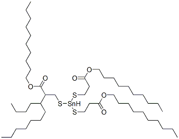 decyl 5-[[3-(decyloxy)-3-oxopropyl]thio]-5-dodecyl-9-oxo-10-oxa-4,6-dithia-5-stannaicosanoate CAS#: 83898-45-7
