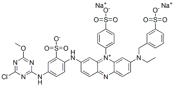 dihydrogen 3-[[4-[(4-chloro-6-methoxy-1,3,5-triazin-2-yl)amino]-2-sulphonatophenyl]amino]-7-[ethyl[(3-sulphonatophenyl)methyl]amino]-5-(4-sulphonatophenyl)phenazinium, disodium salt CAS#: 83929-56-0