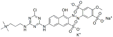 dihydrogen [3-[[4-chloro-6-[[5-hydroxy-6-[(4-methoxy-2,5-disulphonatophenyl)azo]-7-sulphonato-2-naphthyl]amino]-1,3,5-triazin-2-yl]amino]propyl]trimethylammonium, potassium sodium salt CAS#: 83399-71-7