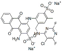 disodium 1-amino-4-[[2-[[(5-chloro-2,6-difluoro-4-pyrimidinyl)amino]methyl]-4-methyl-5-sulphonatophenyl]amino]-9,10-dihydro-9,10-dioxoanthracene-2-sulphonate CAS#: 84100-75-4