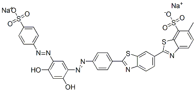 disodium 2'-[4-[[2,4-dihydroxy-5-[(4-sulphonatophenyl)azo]phenyl]azo]phenyl]-6-methyl[2,6'-bibenzothiazole]-7-sulphonate CAS#: 83027-32-1