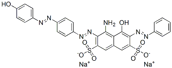 disodium 4-amino-5-hydroxy-3-[[4-[(4-hydroxyphenyl)azo]phenyl]azo]-6-(phenylazo)naphthalene-2,7-disulphonate CAS#: 83846-56-4