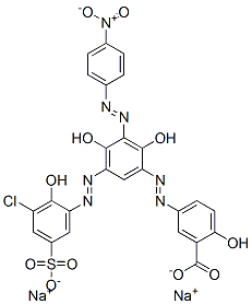 disodium 5-[[5-[(3-chloro-2-hydroxy-5-sulphonatophenyl)azo]-2,4-dihydroxy-3-[(4-nitrophenyl)azo]phenyl]azo]salicylate CAS#: 83968-51-8